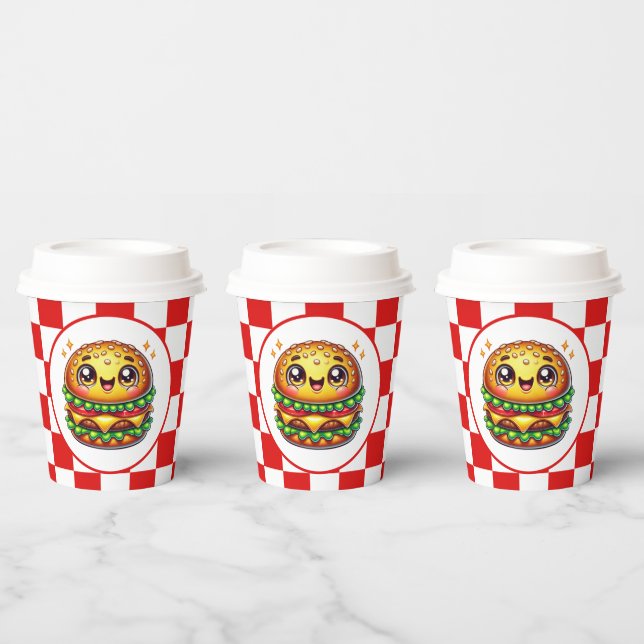 Vasos De Papel Fiesta de los amantes de la Cute Hamburger (Multi)