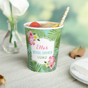 Vasos De Papel Fiesta de Luau de Despedida de Soltera con Flores