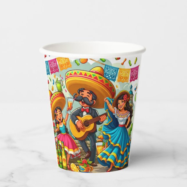 Vasos De Papel Fiesta de Mariachi  (Anverso)