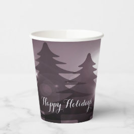 Vasos De Papel Fiesta de Navidad Árboles Rosados Elegante Inviern