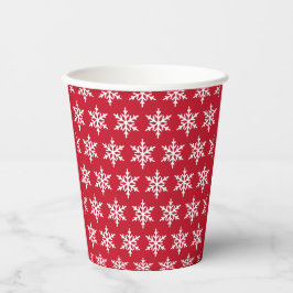 Vasos De Papel Fiesta de Navidad Copo de Nieve Rojo Minimalista