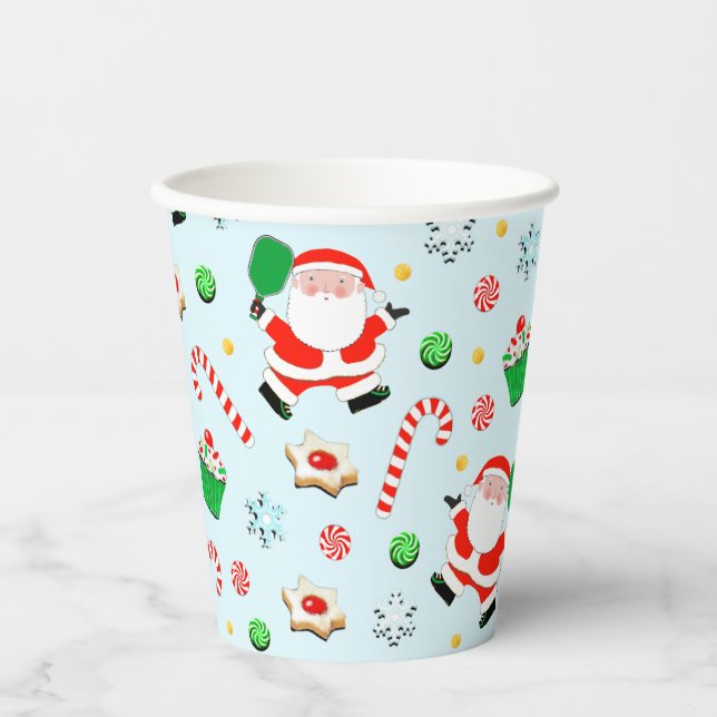 Vasos De Papel Fiesta de Navidad de Pickleball (Anverso)