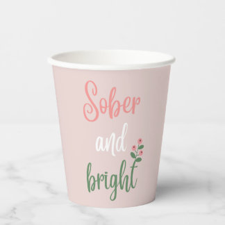 Vasos De Papel Fiesta de Navidad de Sobriedad Rosa Sobria y Brill