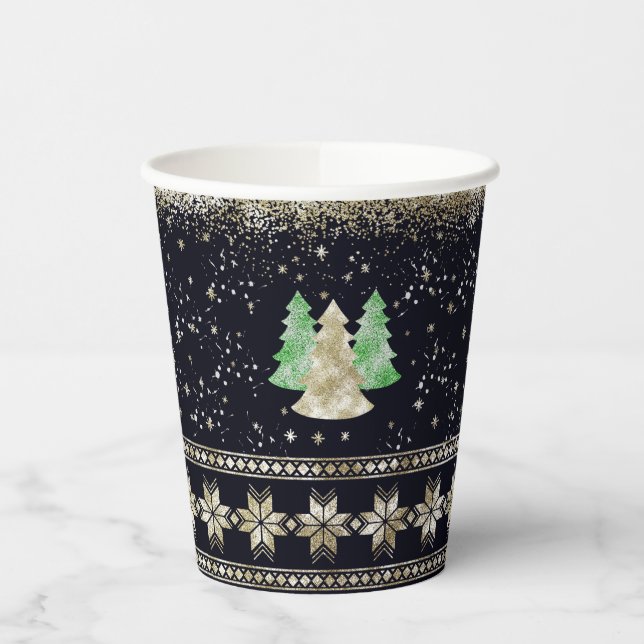 Vasos De Papel Fiesta de Navidad Glam (Izquierda)