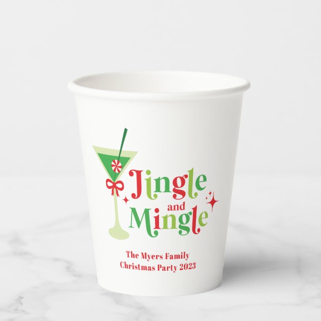 Vasos De Papel Fiesta de Navidad Jingle and Mingle (Anverso)