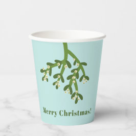 Vasos De Papel Fiesta de Navidad personalizada con muérdago