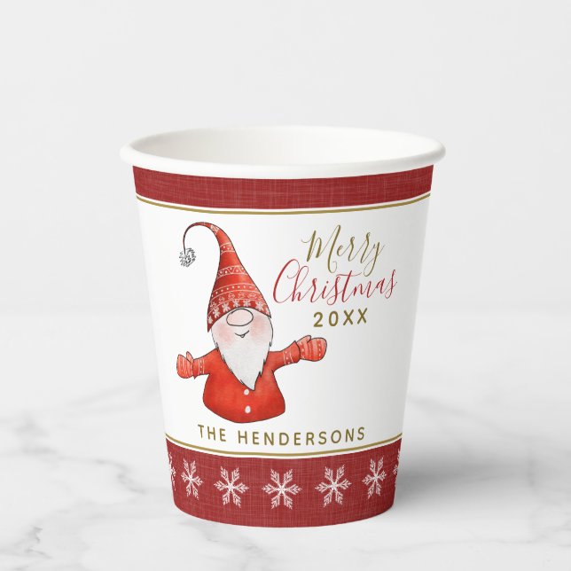 Vasos De Papel Fiesta de Navidades blancos rojos personalizados d (Anverso)
