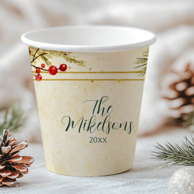 Vasos De Papel Fiesta de Navidades clásicos Holly Berry (Subido por el creador)