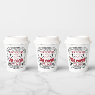 Vasos De Papel Fiesta de Navidades de cacao caliente servida en f