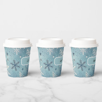 Vasos De Papel Fiesta de Navidades de copos de nieve en invierno