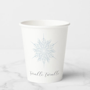 Vasos De Papel Fiesta de Navidades de Ice Blue Snowflake Twinkle 