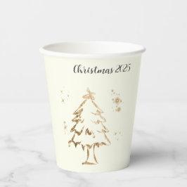 Vasos De Papel Fiesta de Navidades de los Árboles de Oro festivo