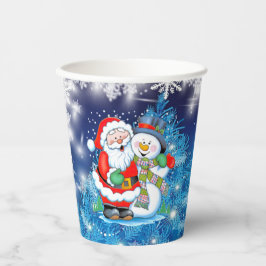 Vasos De Papel Fiesta de Navidades de Santa Snowman tapa opcional