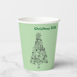 Vasos De Papel Fiesta de Navidades del árbol verde festivo