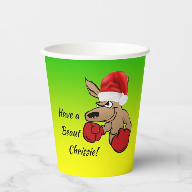 Vasos De Papel Fiesta de Navidades Kangaroo Santa Australian (Anverso)
