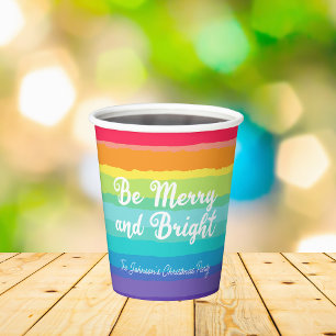 Vasos De Papel Fiesta de Navidades Personalizados arcoiris merry 