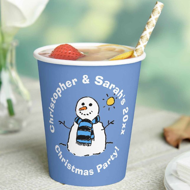 Vasos De Papel Fiesta de Navidades personalizados Snowman (Subido por el creador)