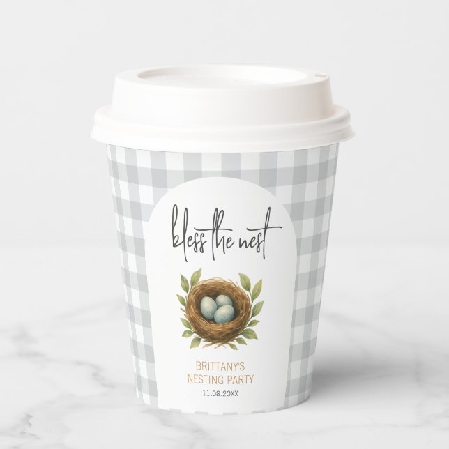Vasos De Papel Fiesta de nidificación bendice el Baby Shower nido (Anverso)