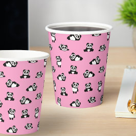 Vasos De Papel Fiesta de niños con patrón de panda cúbico