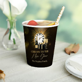 Vasos De Papel Fiesta de Nochevieja 2025 de Oro Champagne