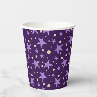 Vasos De Papel Fiesta de patrón de estrella violeta púrpura