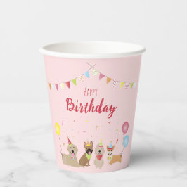 Vasos De Papel Fiesta de Perro de Cumpleaños Feliz