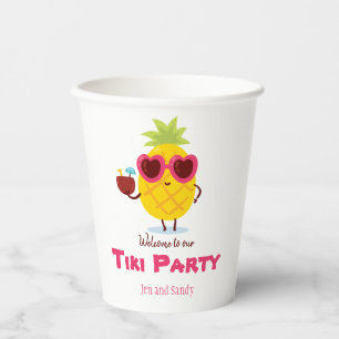 Vasos De Papel Fiesta de Piña Tiki Cups de papel personalizadas