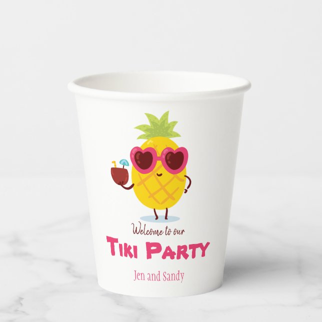 Vasos De Papel Fiesta de Piña Tiki Cups de papel personalizadas L (Anverso)