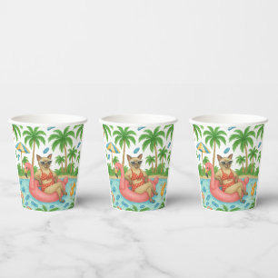 Vasos De Papel Fiesta de Piscina para amantes de gatos siameses
