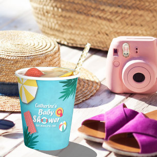 Vasos De Papel Fiesta de piscina tropical Baby Shower verano