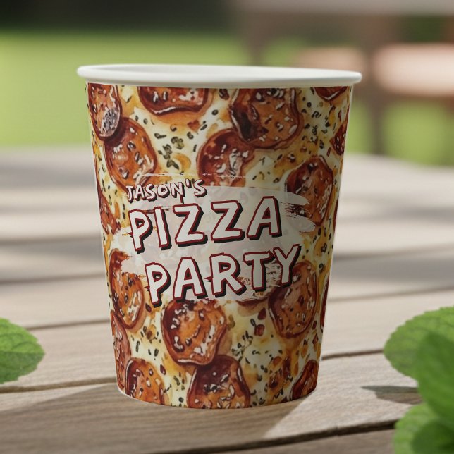 Vasos De Papel Fiesta de Pizza Cumpleaños Infantil (Subido por el creador)