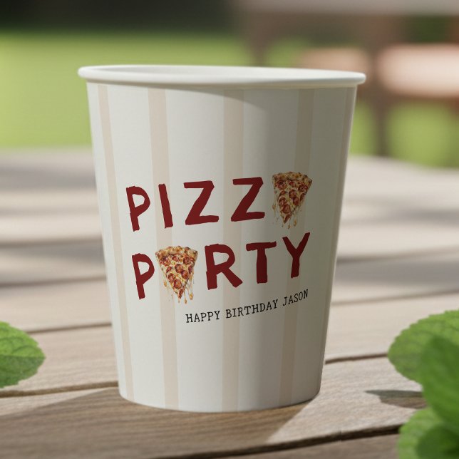 Vasos De Papel Fiesta de Pizza Cumpleaños Infantil Rayado (Subido por el creador)