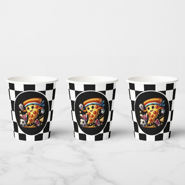 Vasos De Papel Fiesta de pizza de fútbol genial  (Multi)