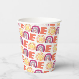 Vasos De Papel Fiesta de primer cumpleaños de Purple Retro