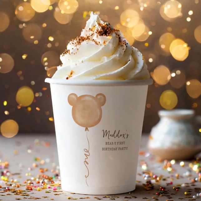 Vasos De Papel Fiesta de primer cumpleaños de Teddy Bear Balloon  (Subido por el creador)