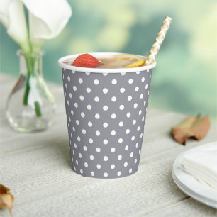Vasos De Papel Fiesta de Punto de Polka Gris