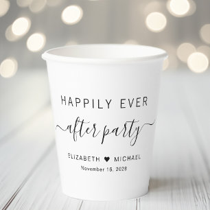 Vasos De Papel Fiesta de recepción de boda Felices para siempre