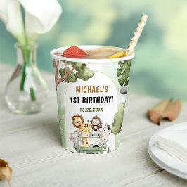 Vasos De Papel Fiesta de Safari de la Selva Animales Primer Cumpl