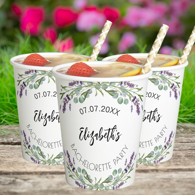 Vasos De Papel Fiesta de soltera con eucalipto lavanda (Subido por el creador)