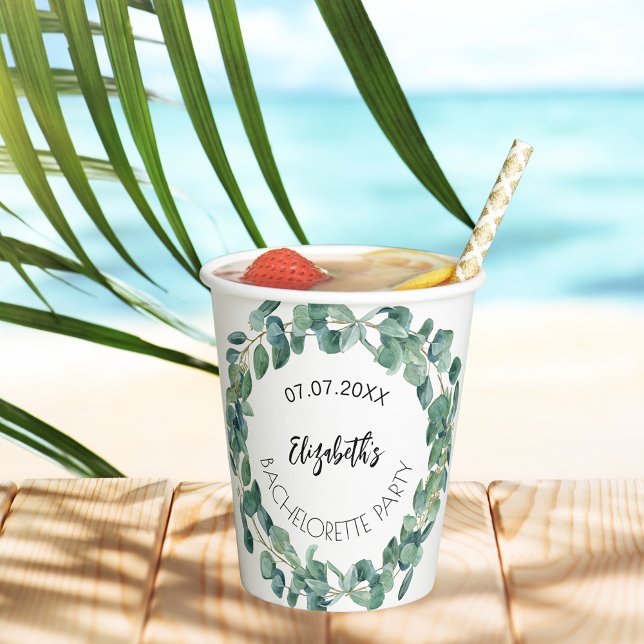 Vasos De Papel Fiesta de soltera con vegetación de eucalipto (Subido por el creador)