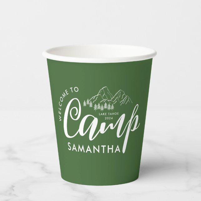 Vasos De Papel Fiesta de Soltera Personalizada de Campamento Mode (Anverso)
