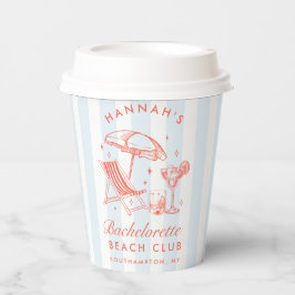 Vasos De Papel Fiesta de Soltera Retro Moderna Rayas Azules y Nar