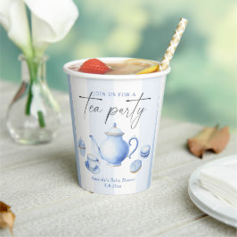 Vasos De Papel Fiesta de té azul para baby shower