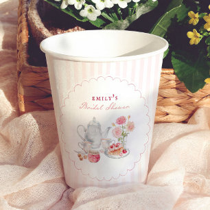Vasos De Papel Fiesta de té de jardín inglés para despedida de so