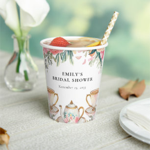Vasos De Papel Fiesta de té elegante floral para despedida de sol