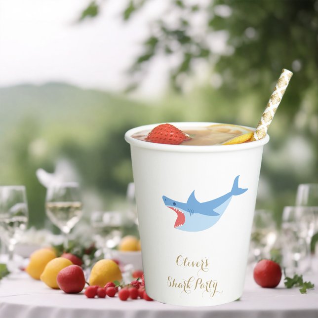 Vasos De Papel Fiesta de verano de tiburón splash Bash de cumplea (Subido por el creador)