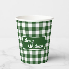 Vasos De Papel Fiesta de verificación de búfalo blanco verde navi