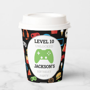 Vasos De Papel Fiesta de videojuego Nivelación Jugador de cumplea