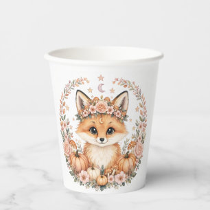 Vasos De Papel Fiesta de zorrito bebé con acuarela