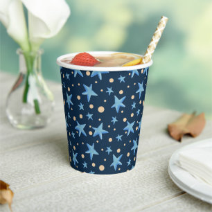 Vasos De Papel Fiesta del chico del patrón de estrella azul de la